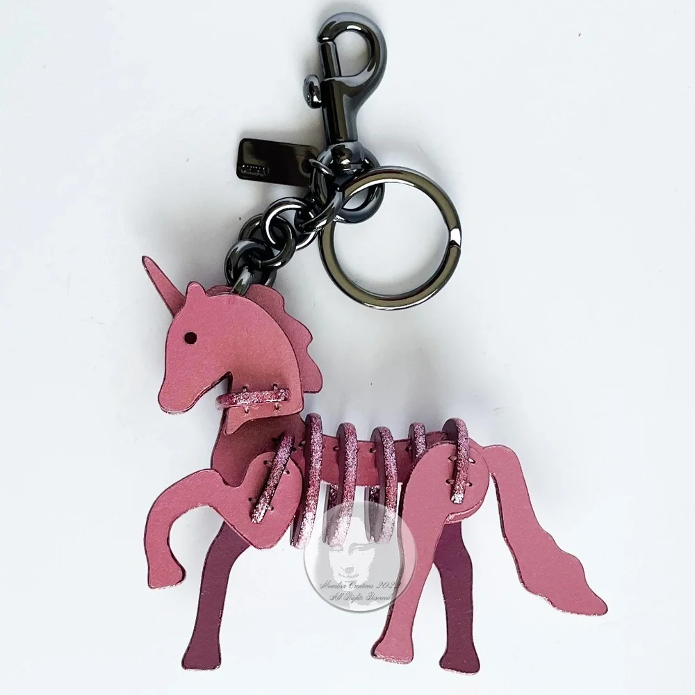 Coach Unicorn Bag Charm Small Pink Sparkles Rare NWOT - Picture 3 of 7